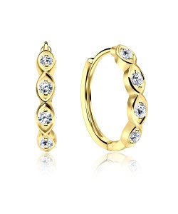 Gold Plated CZ Silver Huggies Earring HO-1631-GP